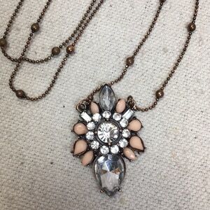 Bronze and acrylic gem necklace